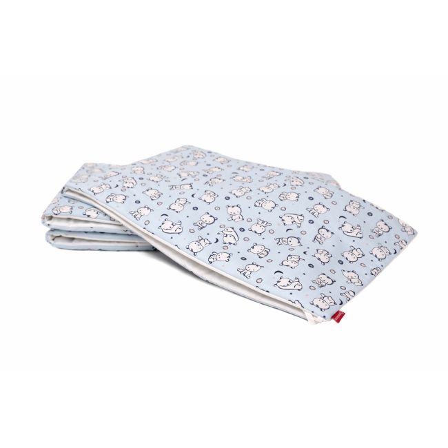 Set protectii patut Baby Bear albastru, din bumbac, 63x127 cm KDE35NBBBA63127