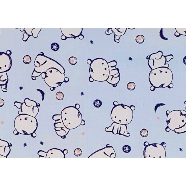 Set protectii patut Baby Bear albastru, din bumbac, 63x127 cm KDE35NBBBA63127