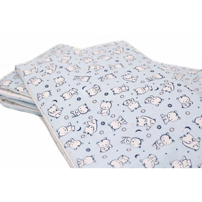 Set protectii patut Baby Bear albastru, din bumbac, 70x140 cm KDE35NBBBA70140