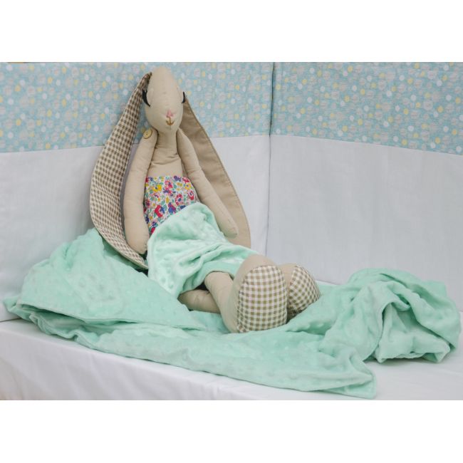 Set protectii patut Bubble Blue, din bumbac, 50x100 cm KDE20NBBBLUBABY