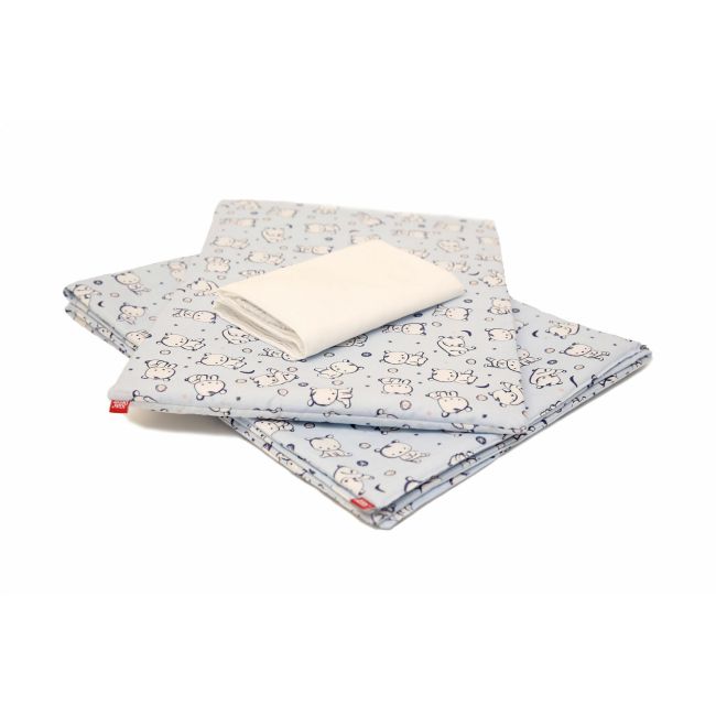 Lenjerie pat copii Baby Bear Albastru, din bumbac, 52x95 cm, 75x100 cm set 3 piese KDELP375355295BBA