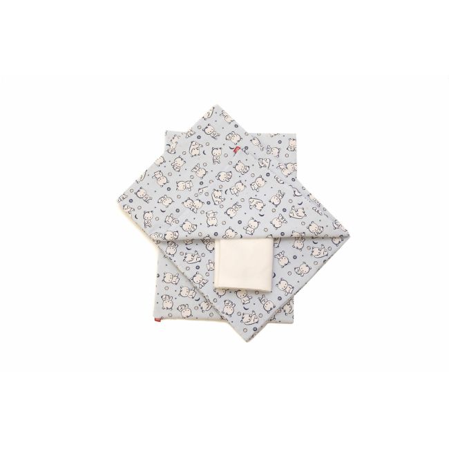 Lenjerie pat copii Baby Bear Albastru, din bumbac, 52x95 cm, 75x100 cm set 3 piese KDELP375355295BBA