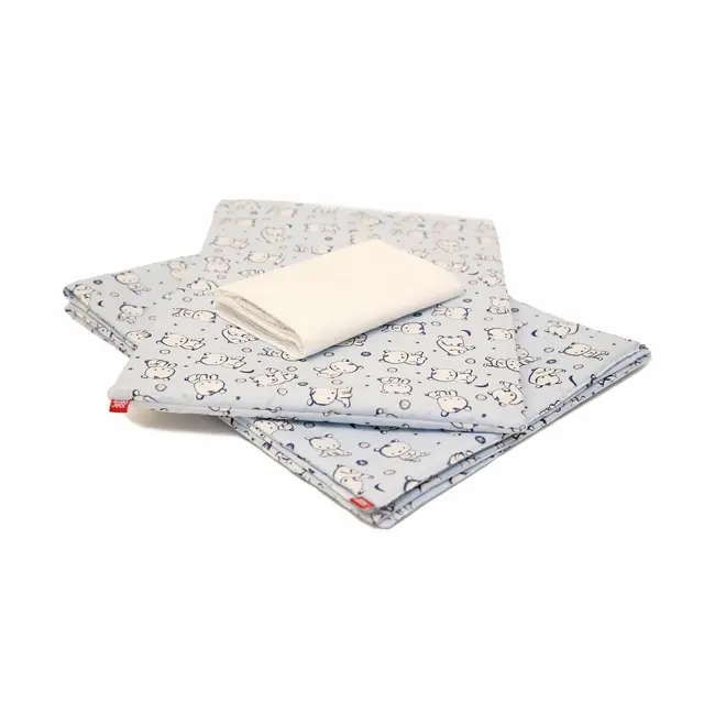 Lenjerie pat copii Baby Bear Albastru, din bumbac, 70x110 cm, 75x100 cm set 3 piese KDELP3753570110BBA