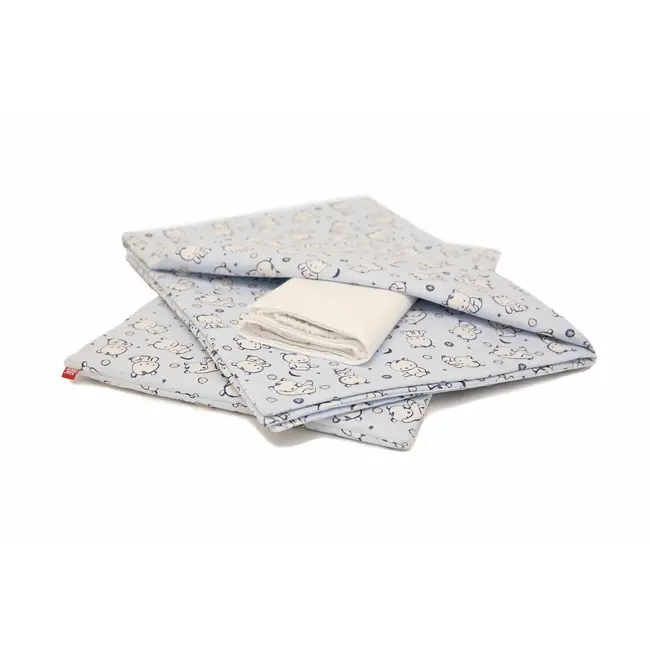 Lenjerie pat copii Baby Bear Albastru, din bumbac, 70x120 cm, 100x135 cm set 4 piese KDELP41004070120BBA