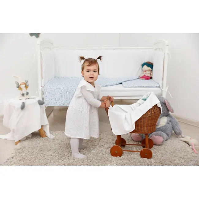 Lenjerie pat copii Baby Bear Albastru, din bumbac, 70x140 cm, 110x125 cm set 4 piese KDELP41103570140BBA