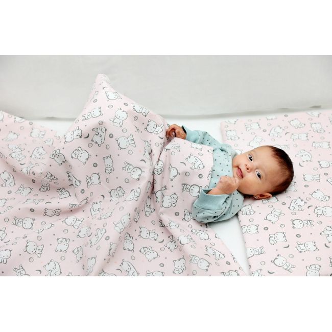 Lenjerie pat copii Baby Bear Roz, din bumbac, 52x95 cm, 75x100 cm set 3 piese KDELP375355295BBR