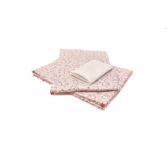Lenjerie pat copii Baby Bear Roz, din bumbac, 70x110 cm, 100x135 cm set 4 piese KDELP41004070110BBR