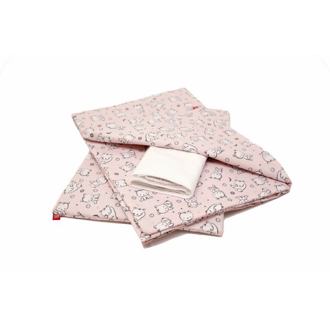 Lenjerie pat copii Baby Bear Roz, din bumbac, 70x140 cm, 110x125 cm set 4 piese KDELP41103570140BBR