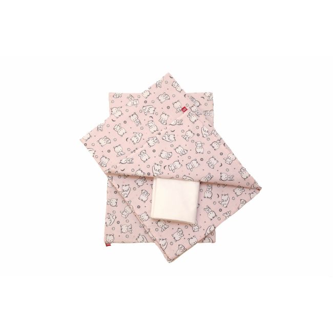 Lenjerie pat copii Baby Bear Roz, din bumbac, 70x140 cm, 110x125 cm set 4 piese KDELP41103570140BBR