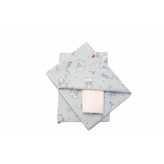 Lenjerie pat copii Ursuletul Martinica Albastru, din bumbac, 52x95 cm, 75x100 cm set 3 piese KDELP375355295UMA
