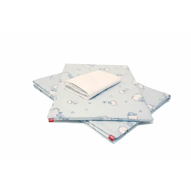 Lenjerie pat copii Ursuletul Martinica Albastru, din bumbac, 60x120 cm, 75x100 cm set 3 piese KDELP3753560120UMA