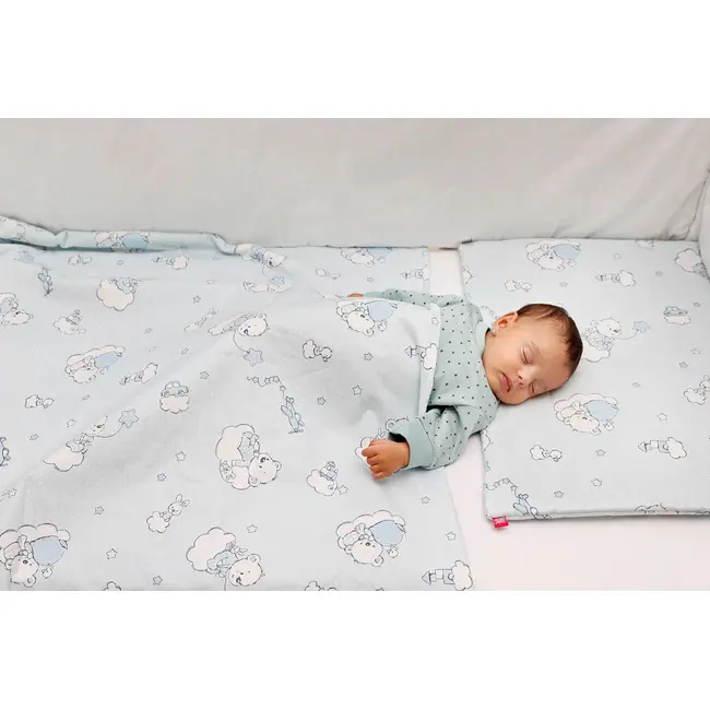 Lenjerie pat copii Ursuletul Martinica Albastru, din bumbac, 63x127 cm, 75x100 cm set 3 piese KDELP3753563127UMA