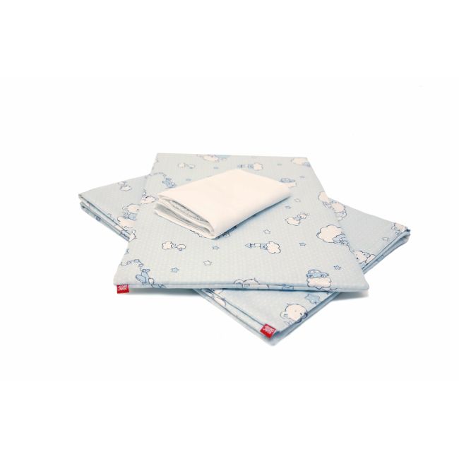 Lenjerie pat copii Ursuletul Martinica Albastru, din bumbac, 70x120 cm, 100x135 cm set 4 piese KDELP41004070120UMA