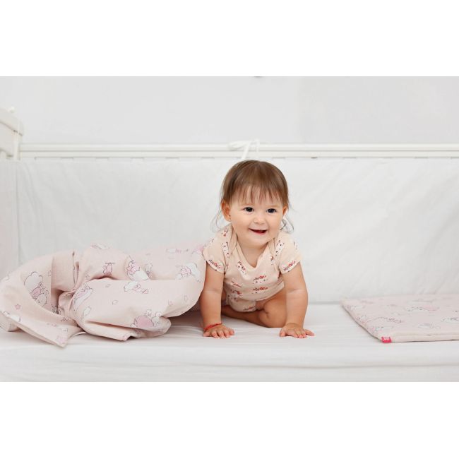 Lenjerie pat copii Ursuletul Martinica Roz, din bumbac, 52x95 cm, 75x100 cm set 3 piese KDELP375355295UMR