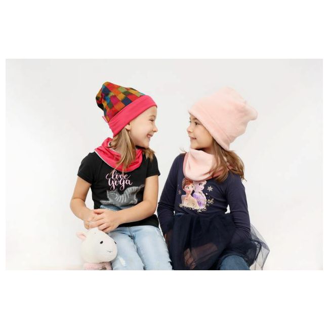 Set caciula cu guler Fleece Pink, 48-50 cm KDECPF35PINK