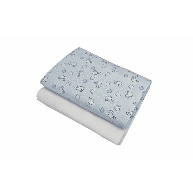 Set cearceafuri Blue Ducks, cu elastic, din bumbac, 52x95 cm KDECE25295BLDK