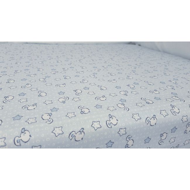 Set cearceafuri Blue Ducks, cu elastic, din bumbac, 60x120 cm KDECE260120BLDK