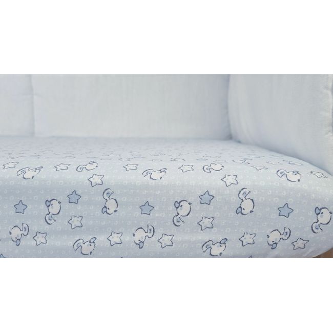 Set cearceafuri Blue Ducks, cu elastic, din bumbac, 60x120 cm KDECE260120BLDK