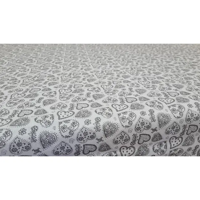 Set cearceafuri Gray Hearts, cu elastic din bumbac, 60x120 cm KDECE260120GRH