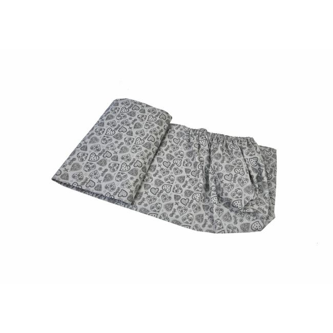 Set cearceafuri Gray Hearts, cu elastic din bumbac, 63x127 cm KDECE263127GRH