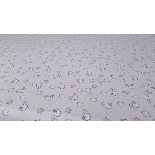Set cearceafuri Pink Ducks, cu elastic, din bumbac, 52x95 cm KDECE25295PKDK