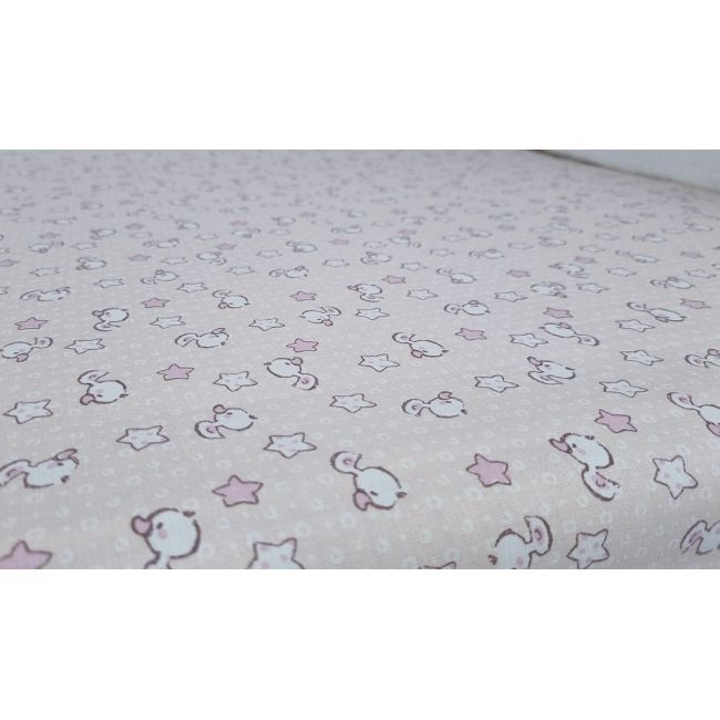 Set cearceafuri Pink Ducks, cu elastic, din bumbac, 52x95 cm KDECE25295PKDK