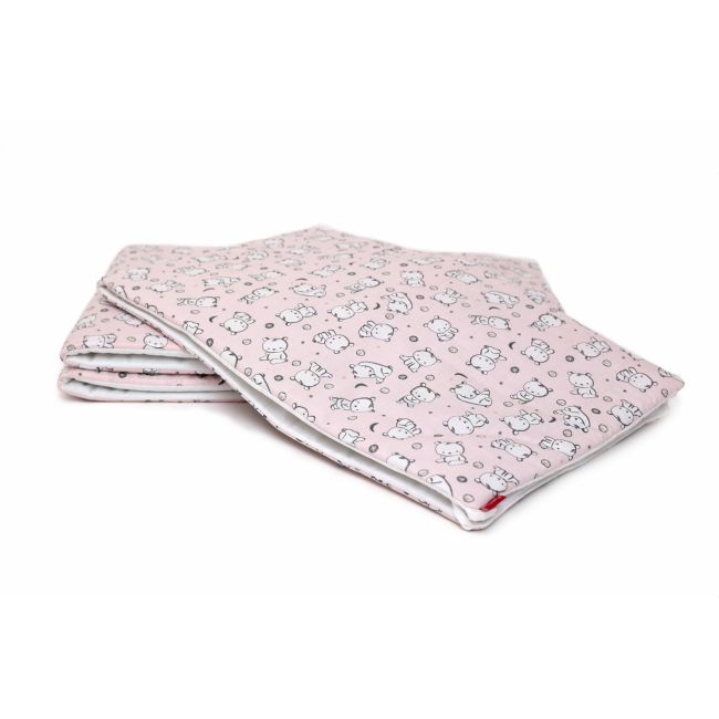 Set protectii patut Baby Bear roz, din bumbac, 63x127 cm KDE35NBBBR63127
