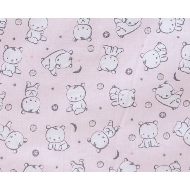 Set protectii patut Baby Bear roz, din bumbac, 63x127 cm KDE35NBBBR63127