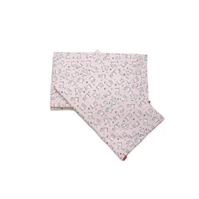Set protectii patut Baby Bear roz, din bumbac, 70x140 cm KDE35NBBBR70140
