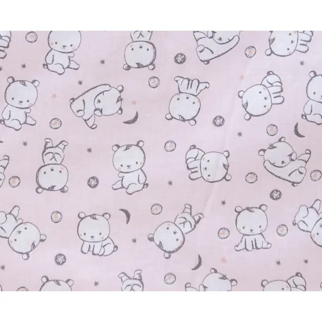 Set protectii patut Baby Bear roz, din bumbac, 70x140 cm KDE35NBBBR70140