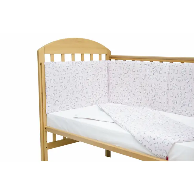 Set protectii patut Baby Bear roz, din bumbac, 70x140 cm KDE35NBBBR70140