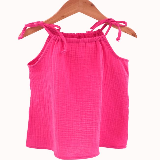 Top cu snur pentru copii, din muselina, Pink Pop, 4-5 ani KDETSM45BLD