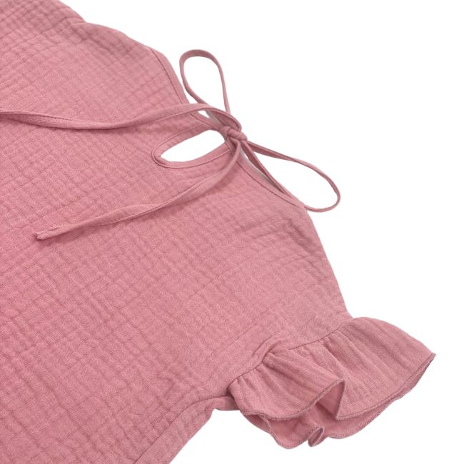 Tricou cu volanase la maneci pentru copii, din muselina, Blushing Pink , 18-24 luni KDETMV1824RR