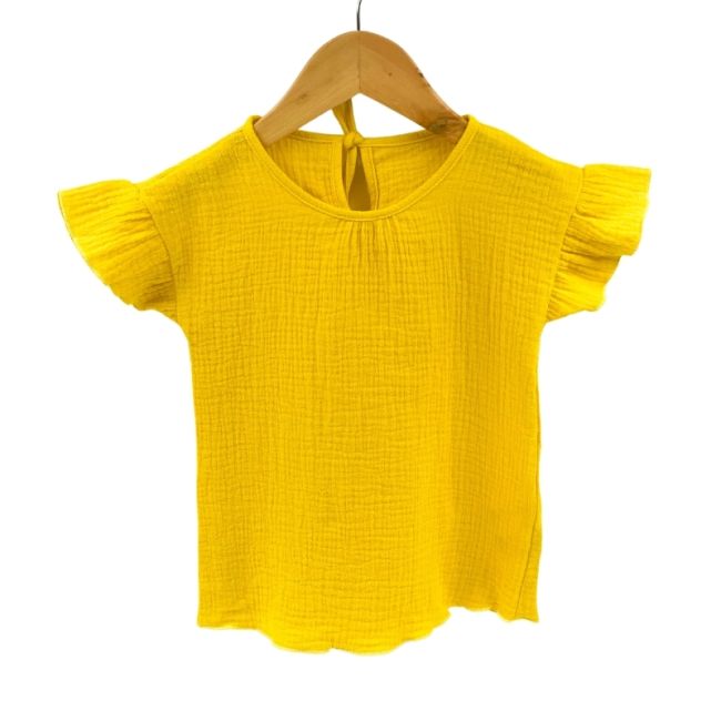 Tricou cu volanase la maneci pentru copii, din muselina, Lemonade, 18-24 luni KDETMV1824SS