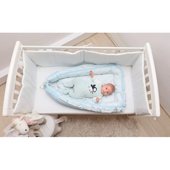 Baby Nest Ursuletul Martinica albastru - culcus bebelus pentru dormit, reversibil, multifunctional 100 x 60 cm KDEBN100UMA