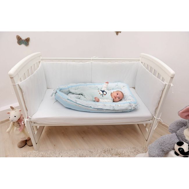 Baby Nest Ursuletul Martinica albastru - culcus bebelus pentru dormit, reversibil, multifunctional 100 x 60 cm KDEBN100UMA