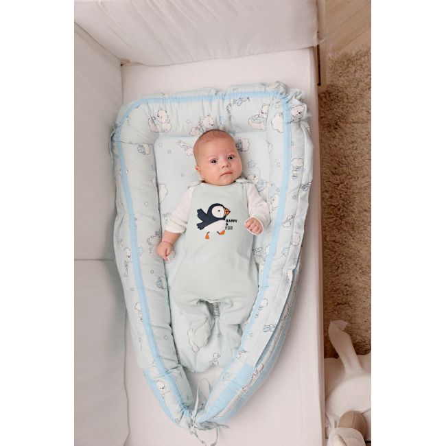 Baby Nest Ursuletul Martinica albastru - culcus bebelus pentru dormit, reversibil, multifunctional 100 x 60 cm KDEBN100UMA