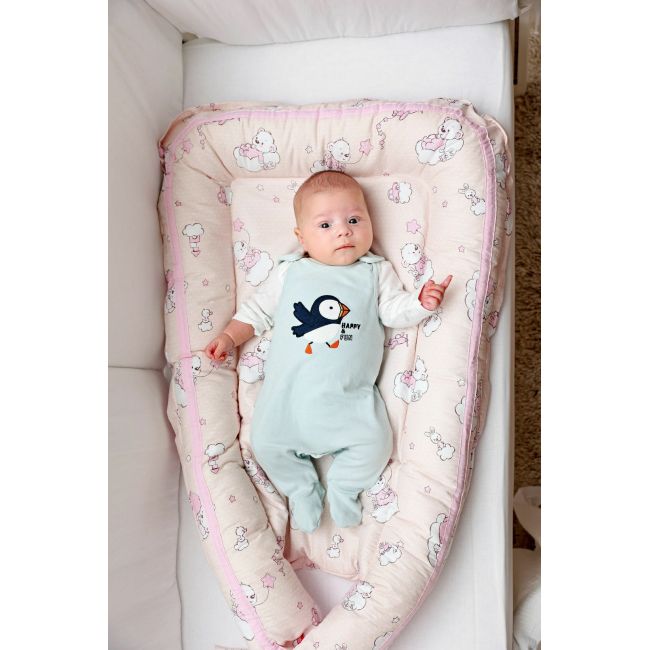 Baby Nest Ursuletul Martinica roz - culcus bebelus pentru dormit, reversibil, multifunctional 100 x 60 cm KDEBN100UMR