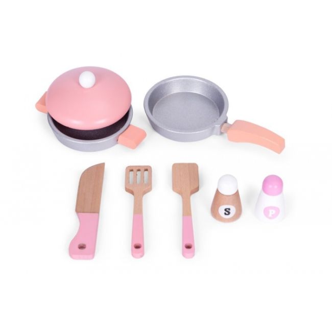 Bucatarie din lemn pentru copii cu accesorii, 48 x 26 x 76.5 cm, ecotoys hm232570 edeedihm232570
