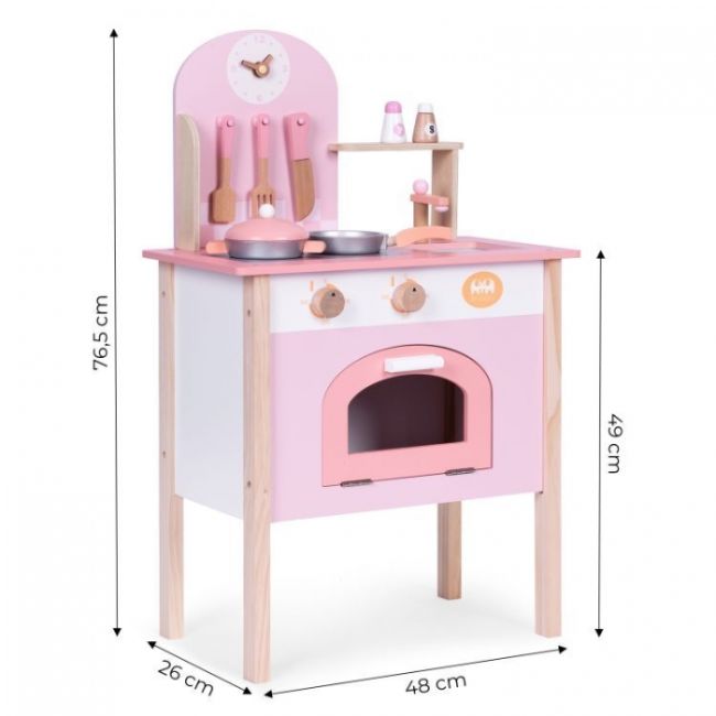 Bucatarie din lemn pentru copii cu accesorii, 48 x 26 x 76.5 cm, ecotoys hm232570 edeedihm232570