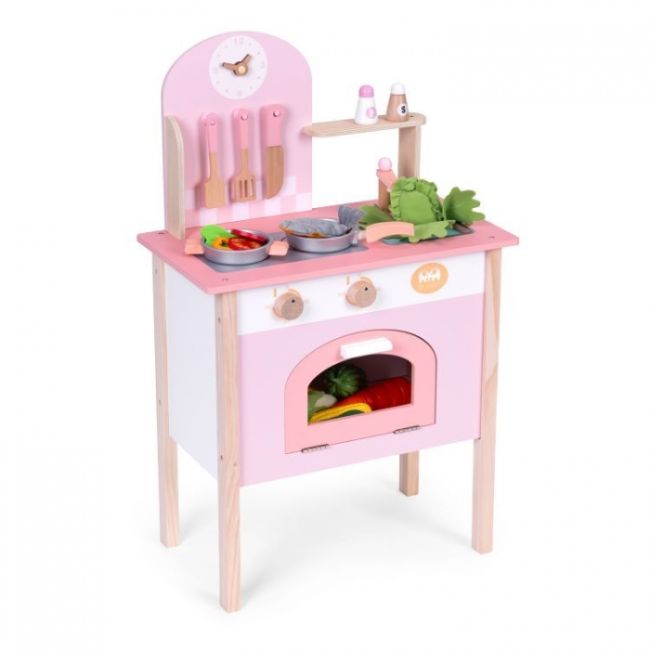 Bucatarie din lemn pentru copii cu accesorii, 48 x 26 x 76.5 cm, ecotoys hm232570 edeedihm232570
