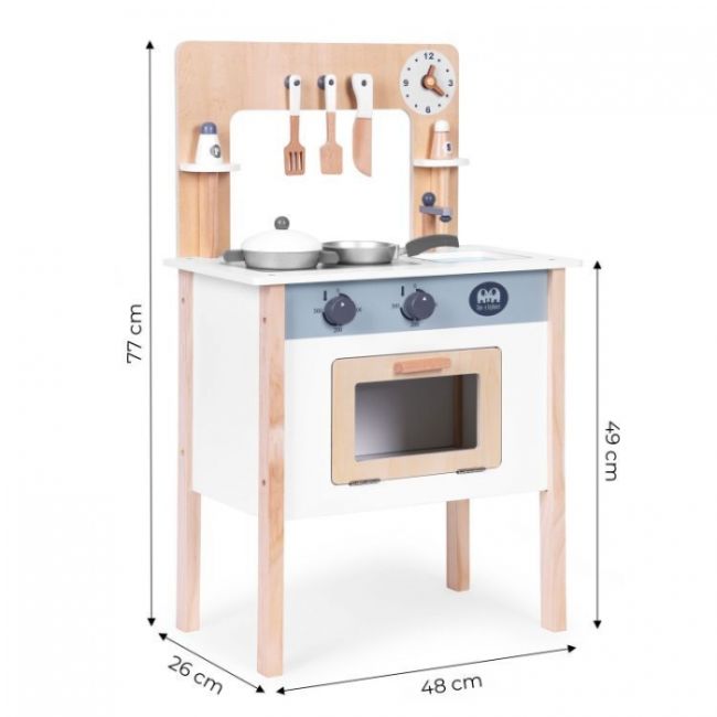 Bucatarie din lemn pentru copii cu accesorii, 48 x 26 x 77 cm, ecotoys hm232569 edeedihm232569