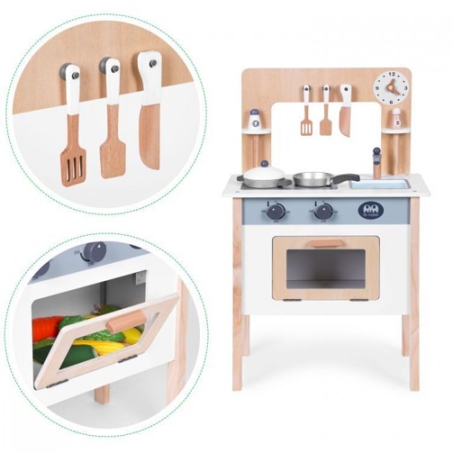 Bucatarie din lemn pentru copii cu accesorii, 48 x 26 x 77 cm, ecotoys hm232569 edeedihm232569
