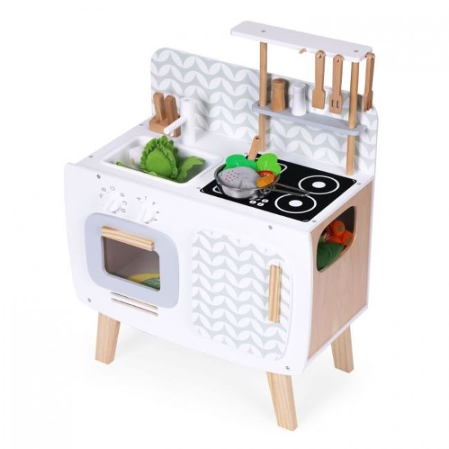 Bucatarie din lemn pentru copii cu accesorii, 58 x 29 x 73 cm, ecotoys w10c863 edeediw10c863