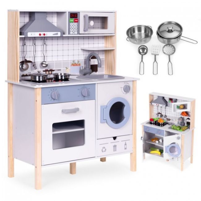 Bucatarie din lemn pentru copii cu accesorii, 70 x 30 x 93 cm, ecotoys tl403005 edeeditl403005