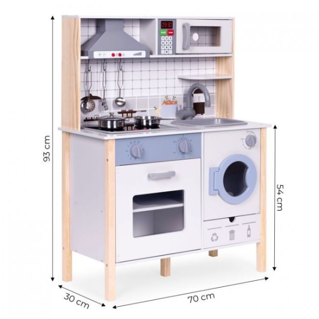 Bucatarie din lemn pentru copii cu accesorii, 70 x 30 x 93 cm, ecotoys tl403005 edeeditl403005