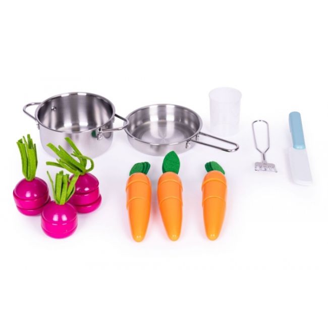 Bucatarie din lemn pentru copii cu accesorii, 74 x 29.5 x 96 cm, ecotoys tl40030 edeeditl40030