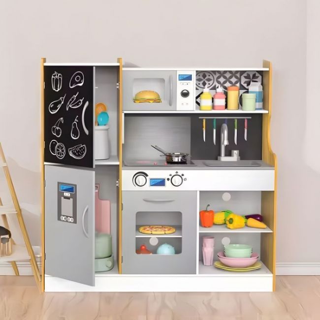 Bucatarie din lemn pentru copii cu accesorii, 90.3 x 31 x 90 cm, ecotoys tl053001 edeeditl053001