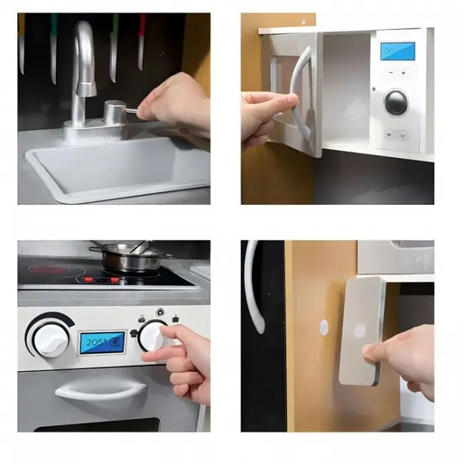 Bucatarie din lemn pentru copii cu accesorii, 90.3 x 31 x 90 cm, ecotoys tl053001 edeeditl053001