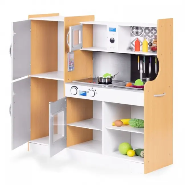 Bucatarie din lemn pentru copii cu accesorii, 90.3 x 31 x 90 cm, ecotoys tl053001 edeeditl053001